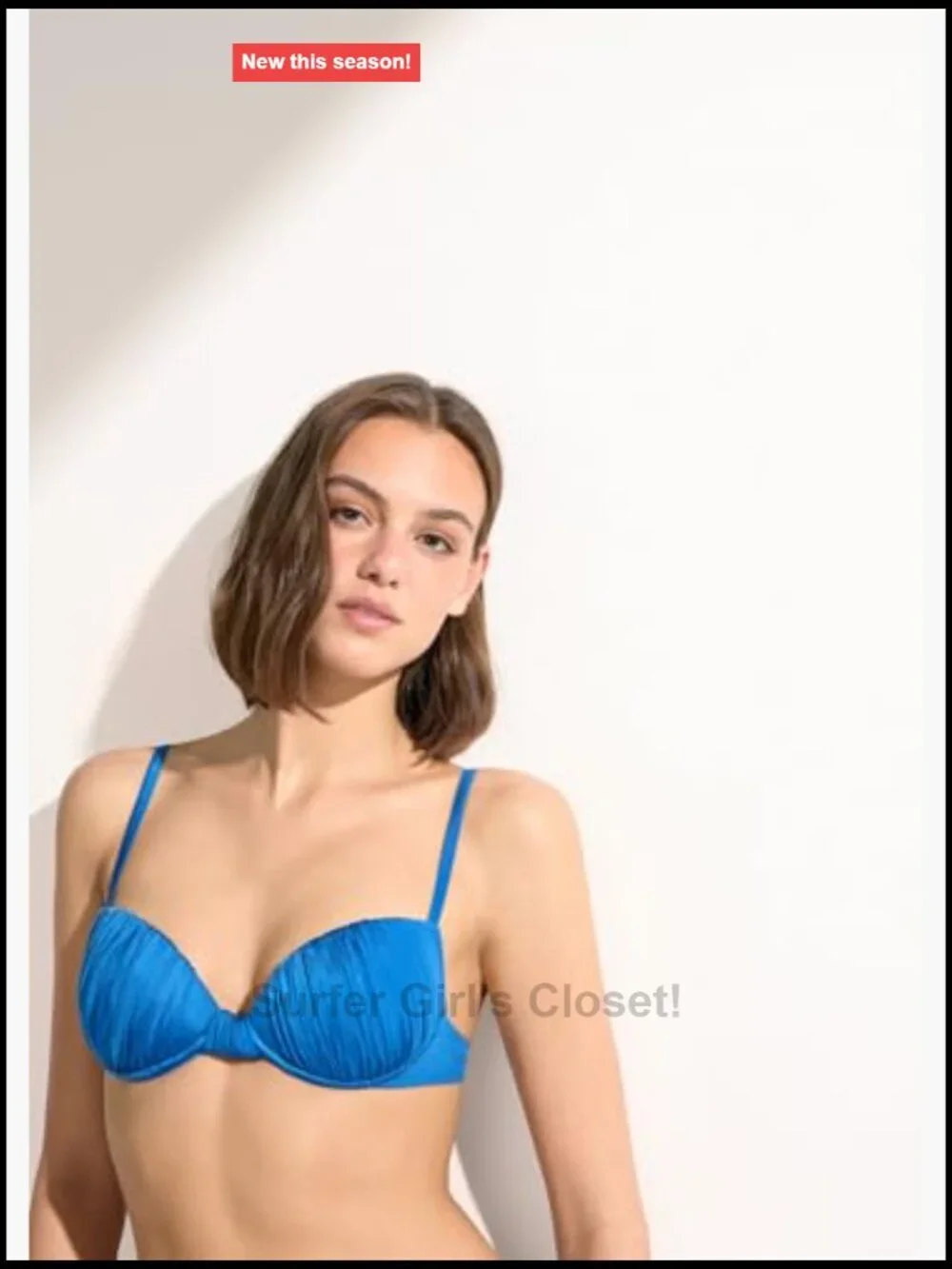 Shiny Satin Padded Push-Up Bikini Top with Underwire